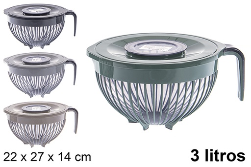 [120882] Plastic mixing bowl with handle and lid 3 l.