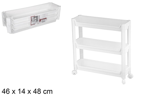 [120906] Organizer in plastica 3 ripiani con ruote 46x14x48 cm