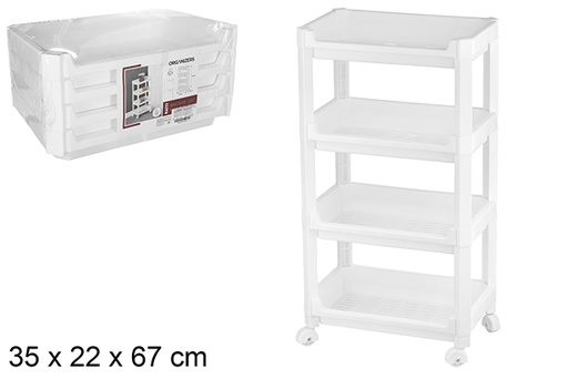 [120911] Organizer in plastica 4 ripiani con ruote 35x22x67 cm