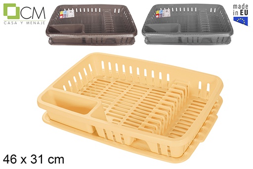 [120935] Scolapiatti in plastica con vassoio nuovi colori 46x31 cm