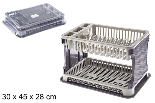 [120942] Escurreplatos plástico ratan colores surtidos