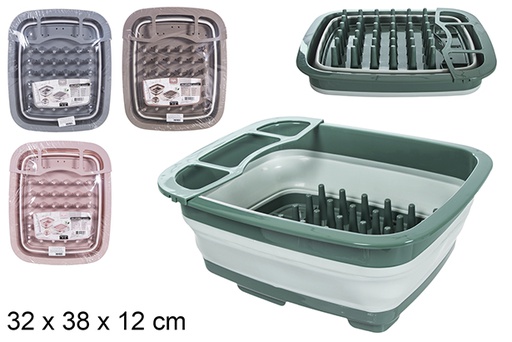 [120944] Multi-purpose square folding plastic drainer with stopper