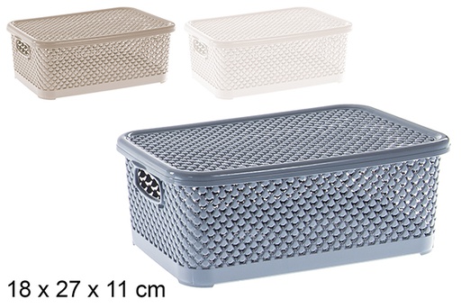 [120959] Scatola organizer in plastica diamantata con coperchio