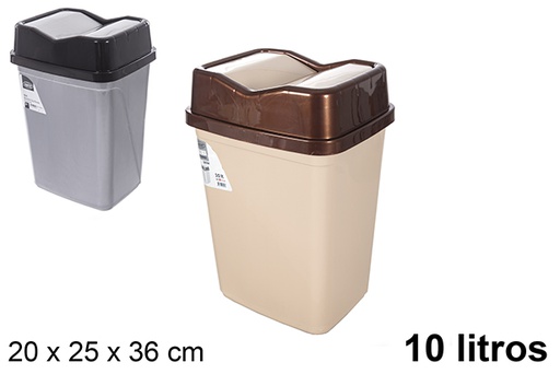 [120985] Butterfly swing lid plastic trash can 10 l.