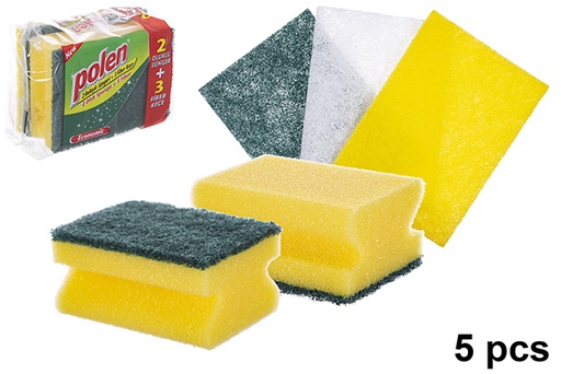 [120992] Pack  2 scourers with nail savers and 3 fiber scourers