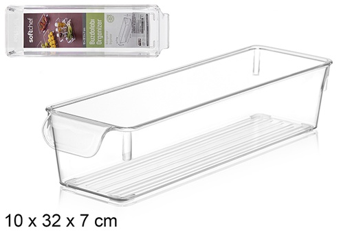 [120999] Transparent plastic organizing tray 10x32x7 cm