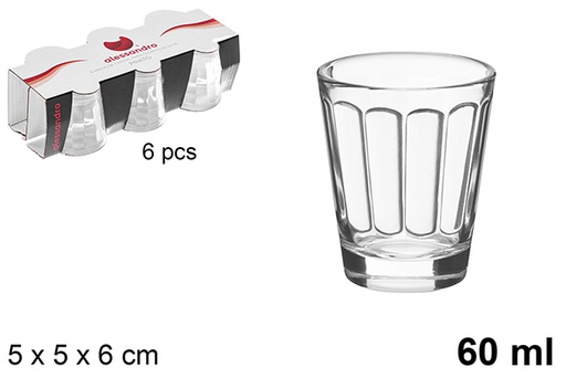 [121040] Pack 6 vasos chupito cristal Prato 60 ml