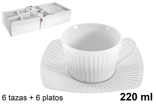 [121064] Pack 6 tasses à café au lait + 6 assiettes 220 ml