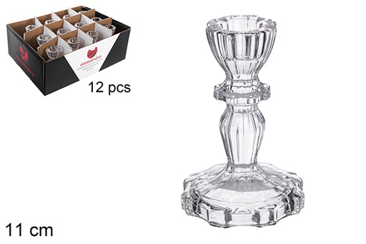 [121079] Bougeoir en verre transparent 11 cm