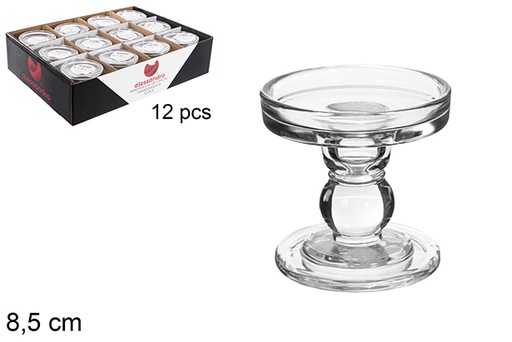 [121081] Transparent glass candle holder 8,5 cm