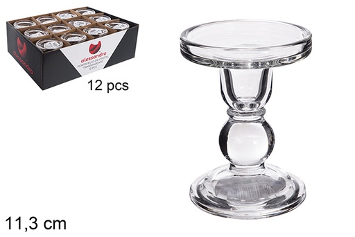 [121083] Bougeoir en verre transparent 11,3 cm