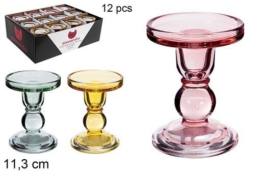 [121084] Bougeoir en verre coloré 11,3 cm