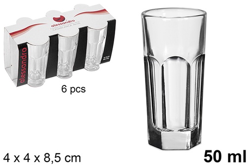 [121195] Pack 6 Casablanca Alta crystal shot glasses 50 ml