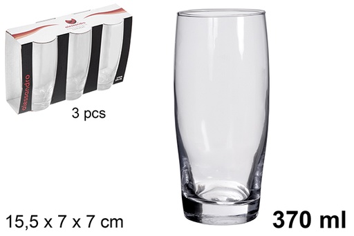 [121196] Pack 3 verres à bière en verre 370 ml