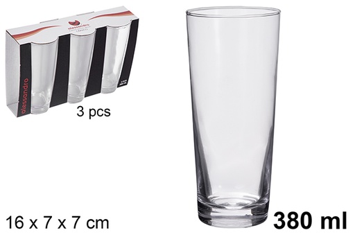 [121197] Pack 3 verres coniques en verre 380 ml