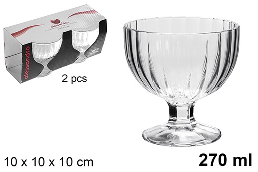 [121201] Pack 3 coupes en verre pour glace  Piacenza 270 ml