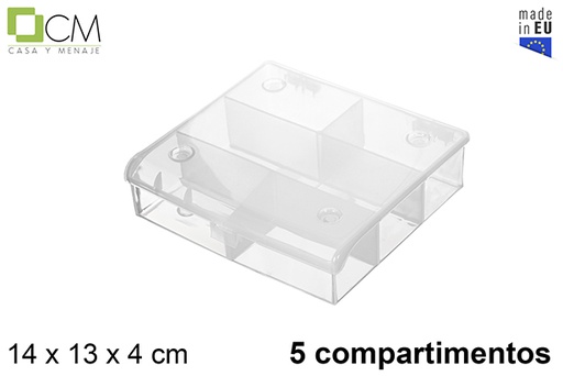 [121226] Scatola multiuso in plastica con 5 scomparti trasparenti