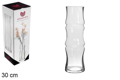 [121235] Vase en verre forme bambou 30 cm