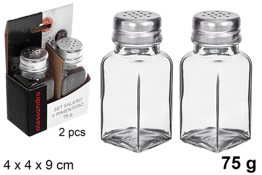 [121241] Pack 2 saliera - pepiera in vetro 75 gr.