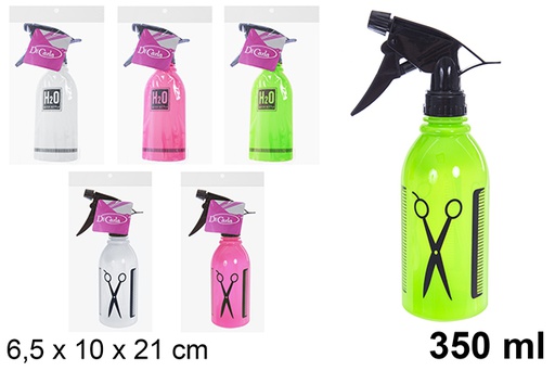 [121263] Botella plástico decorado con pulverizador colores opacos 350 ml