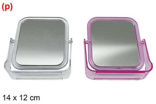 [121268] Miroir double avec grossissement couleur rectangulaire 14x12 cm