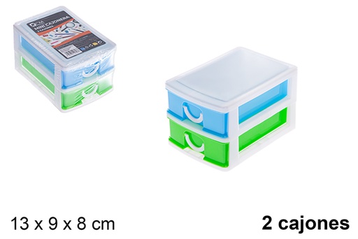 [121285] Mini cajonera plástico colores 2 cajones