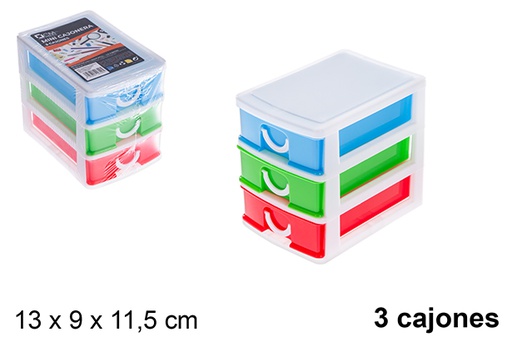 [121286] Mini cajonera plástico colores 3 cajones
