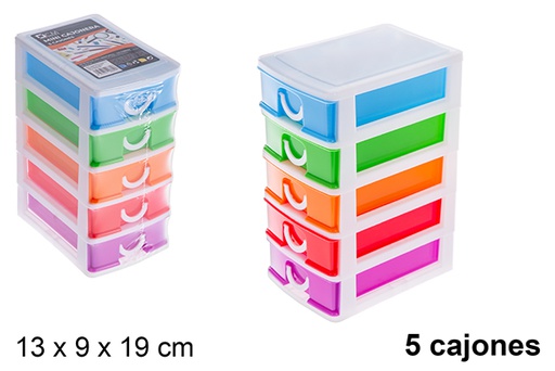 [121288] Mini cajonera plástico colores 5 cajones