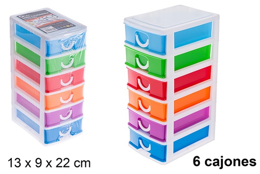 [121289] Mini cômoda de plástico colorida 6 gavetas