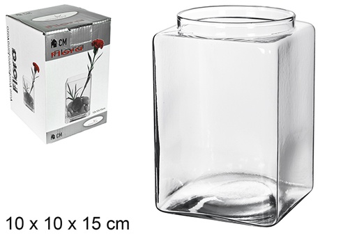 [037036] Square glass vase 10x15 cm