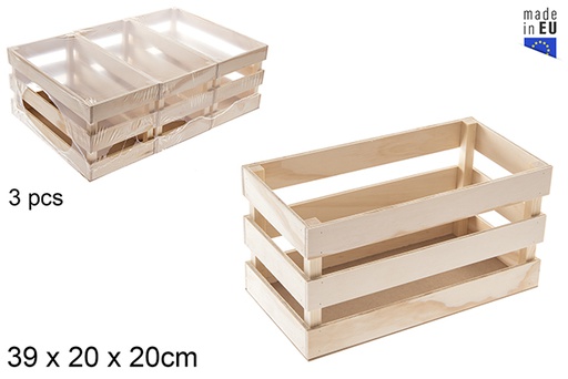 [121298] Caja madera rectangular listones grande 39x20x20 cm