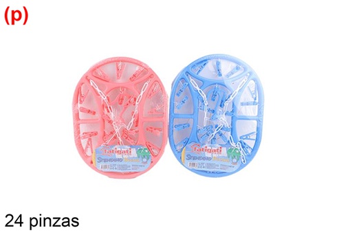 [121305] Oval plastic clothesline with 24 clips