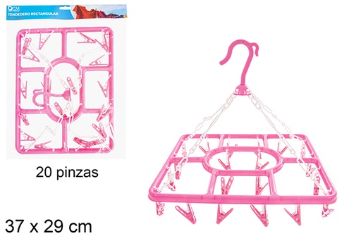 [121307] Stendibiancheria rettangolare in plastica con 20 clip