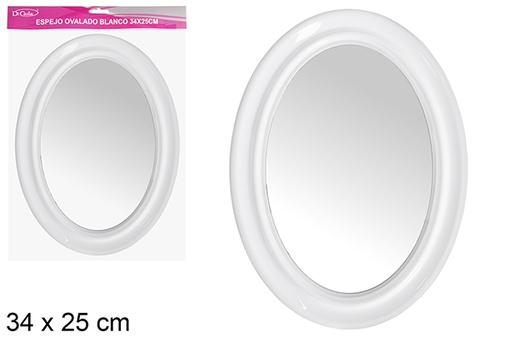 [121351] Espelho oval branco 34x25 cm