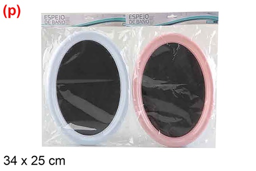 [121351] White oval mirror 34x25 cm