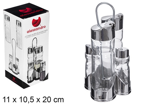 [121357] Conjunto 4 peças de garrafa de óleo de vidro 