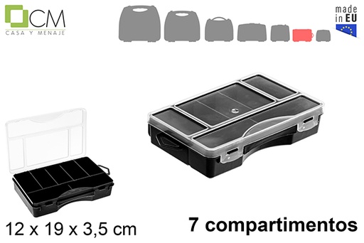 [121390] Black plastic organizer box with 7 compartments