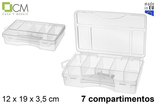 [121392] Caixa organizadora de plástico com 7 compartimentos transparentes