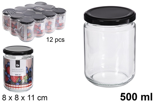 [121401] Glass jar with black lid 500 ml