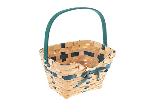 [121435] Rectangular natural bamboo planter with bow