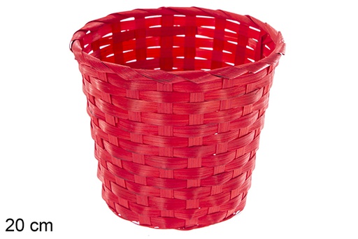 [121440] Round red bamboo planter 20 cm