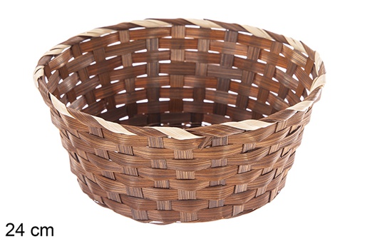 [121442] Round brown bamboo planter 24 cm