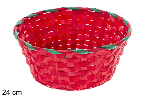 [121443] Round red bamboo planter 24 cm