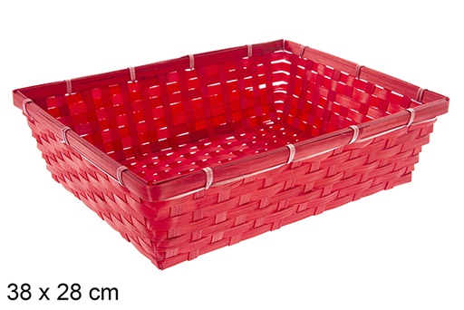 [121455] Rectangular red bamboo planter 38x28 cm