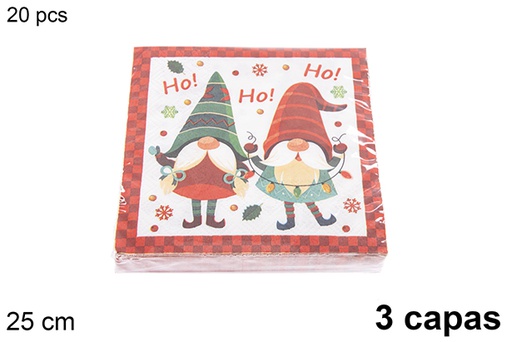 [121464] Pack 20 servilletas 3 capas decoradas Navidad 25 cm