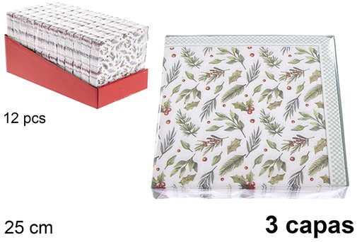 [121465] Pack 20 servilletas 3 capas decoradas Navidad 25 cm