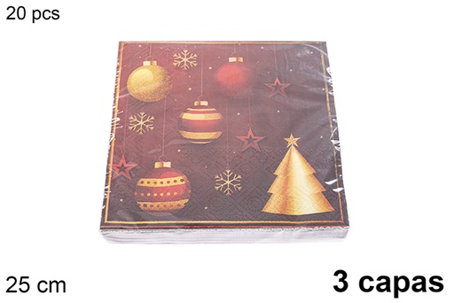 [121470] Pack 20 3-ply Christmas decorated napkins 25 cm