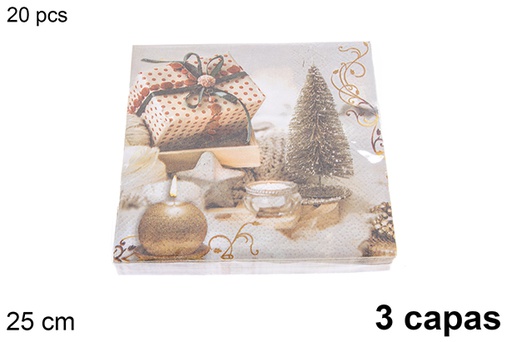 [121471] Pack 20 3-ply Christmas decorated napkins 25 cm