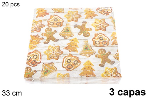 [121476] Pack 20 3-ply Christmas decorated napkins 33 cm