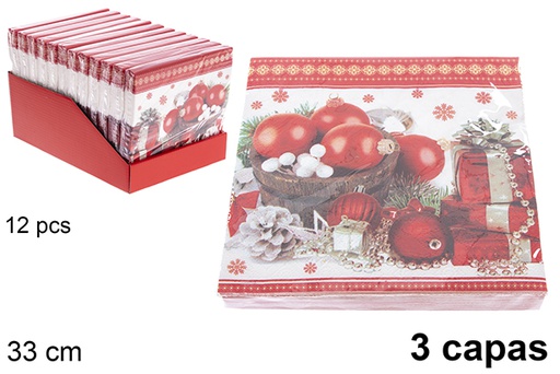 [121479] Pack 20 tovaglioli 3 veli decorati natalizi 33 cm